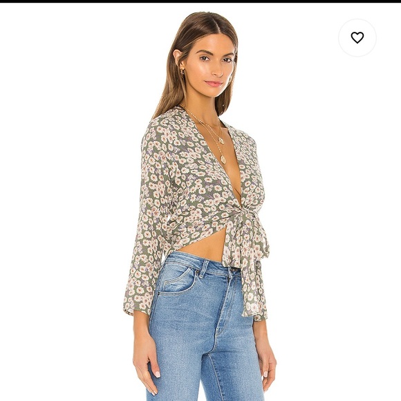 Delilah Daisies Blouse in Olive - Picture 2 of 2